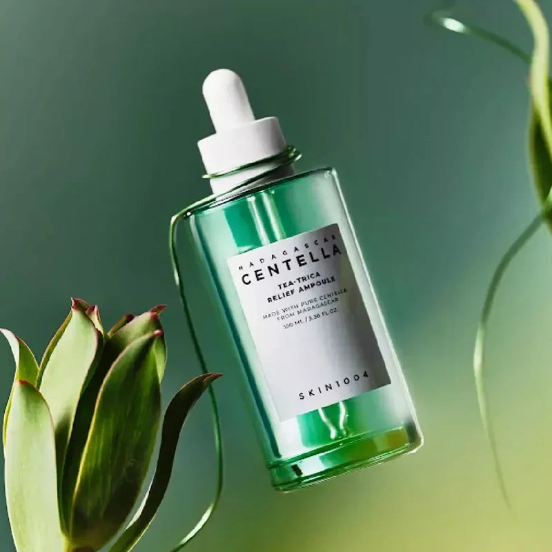 Skin1004 - Madagascar Centella Tea-Trica Relief Ampoule, a soothing serum for advanced acne and oil control.