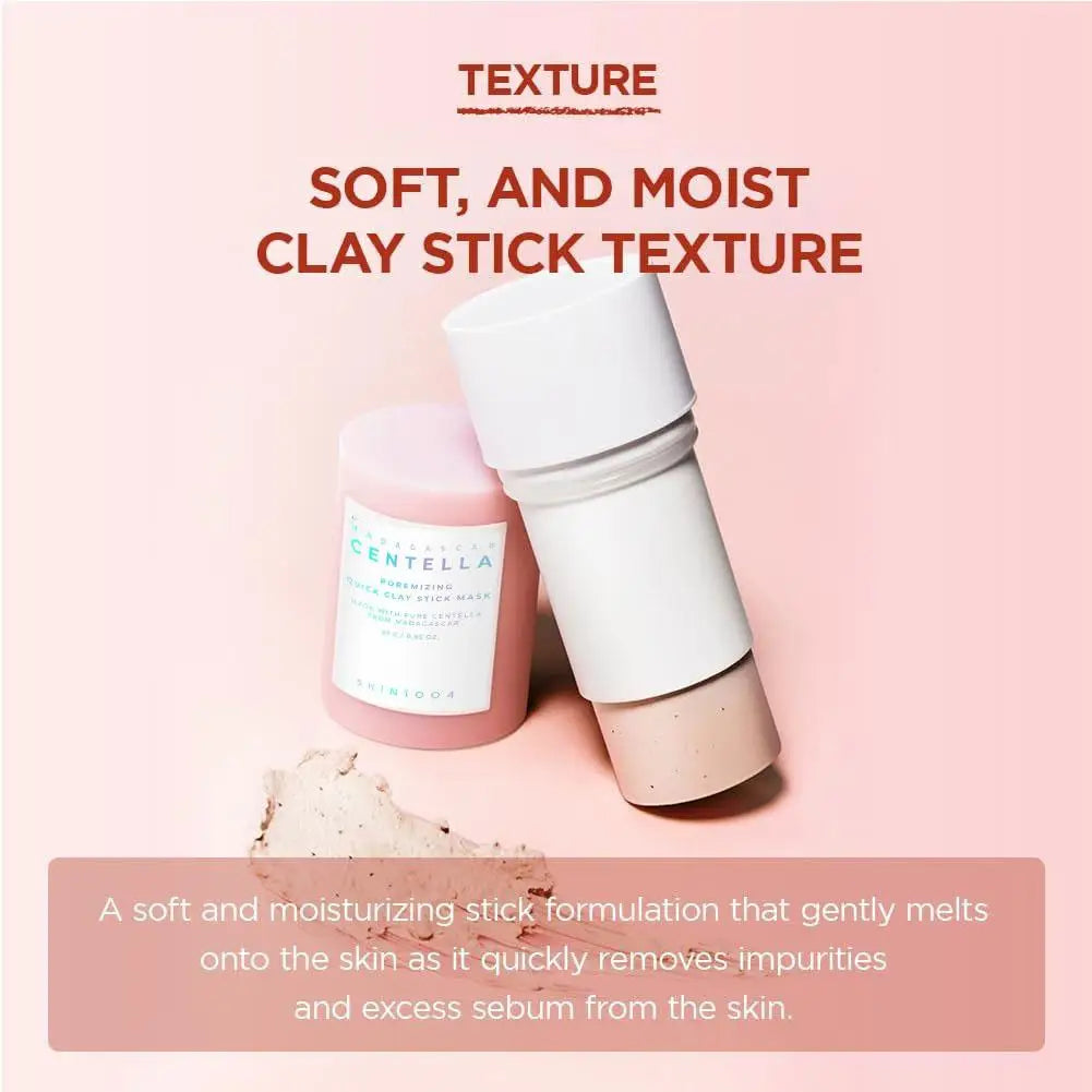 Soft texture of SKIN1004 - Madagascar Centella Poremizing Quick Clay Stick Mask, perfect for oily skin and pore care.
