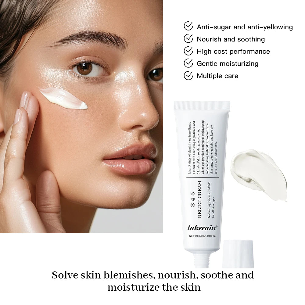 345 Relief Cream – Moisturizing, Blemish-Reducing hydrates and soothes skin, promoting a radiant, youthful glow.
