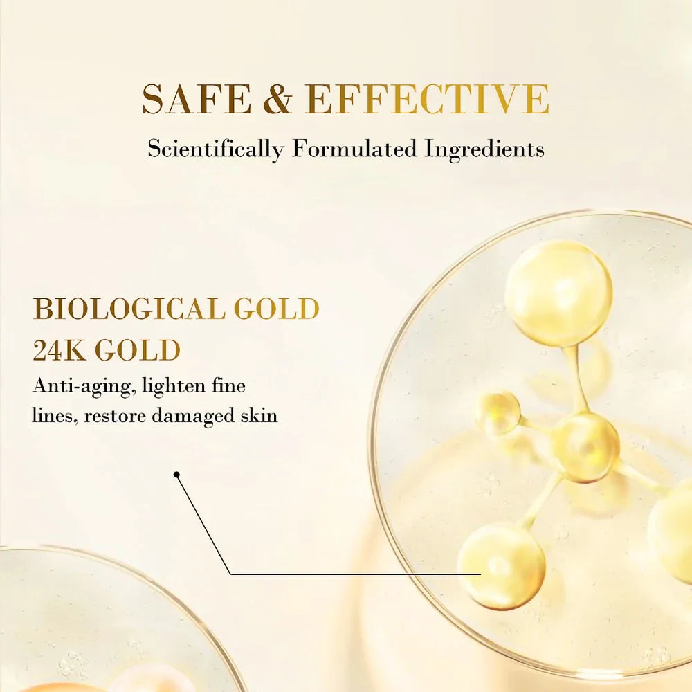 Gold-infused eye mask with hyaluronic acid, eliminates dark circles, Korean skincare product for intense hydration.