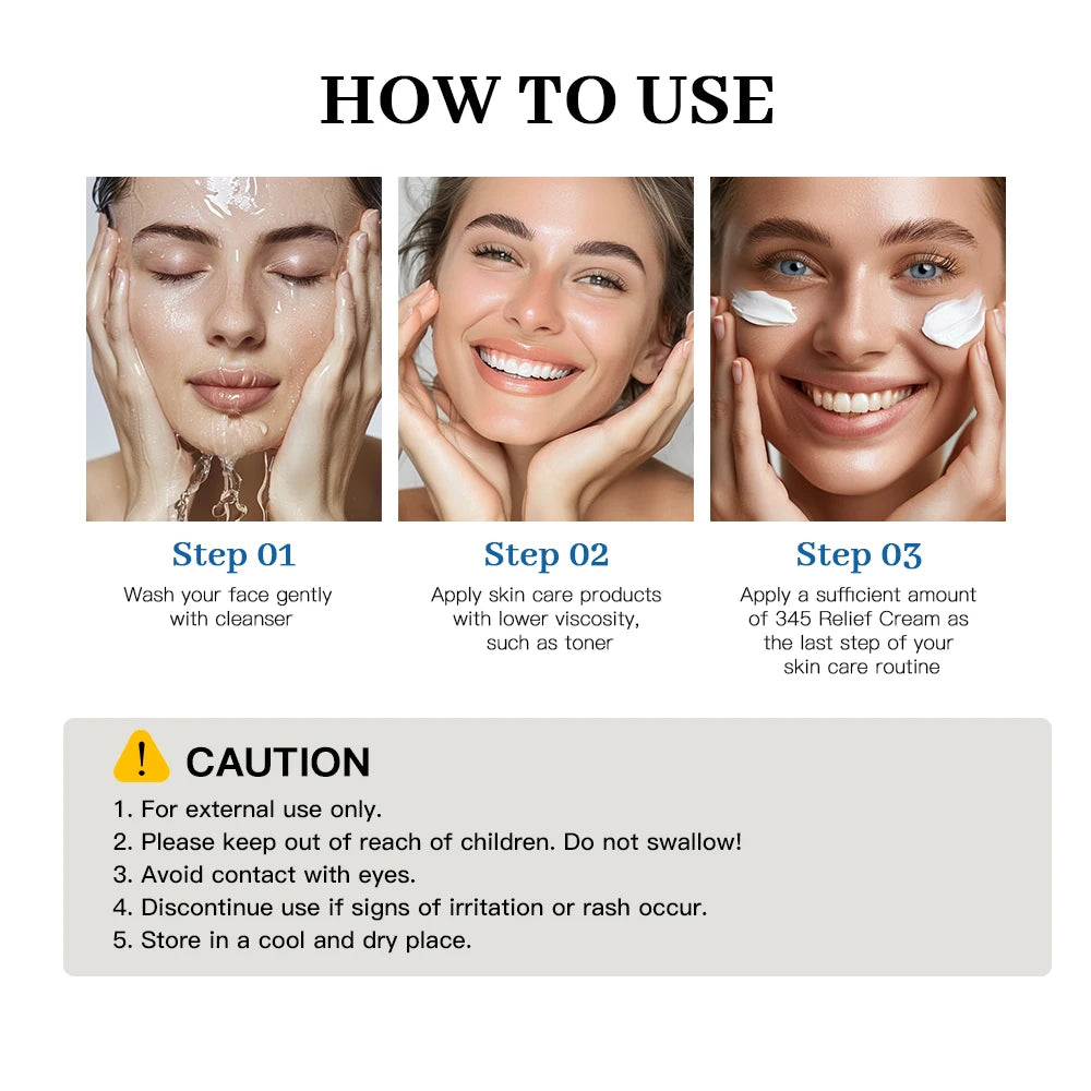 345 Relief Cream – Moisturizing, Blemish-Reducing, perfect for soothing and hydrating sensitive skin daily.