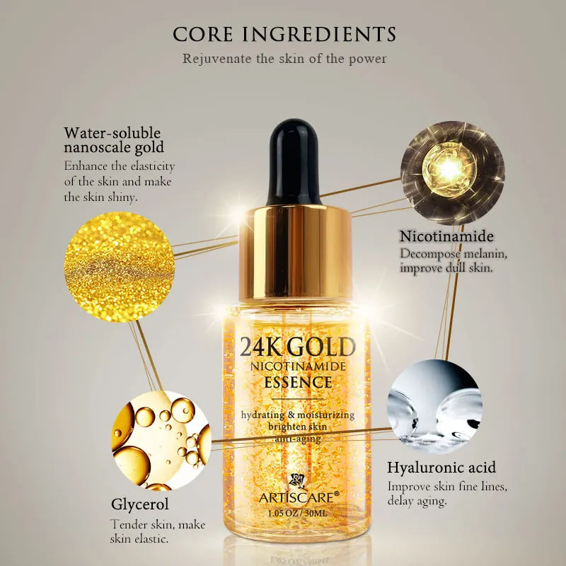 ARTISCARE 24K Gold SkinCare SET Face Cream Moisturizing Serum Dark Circles Essence Korean Skin Care Products